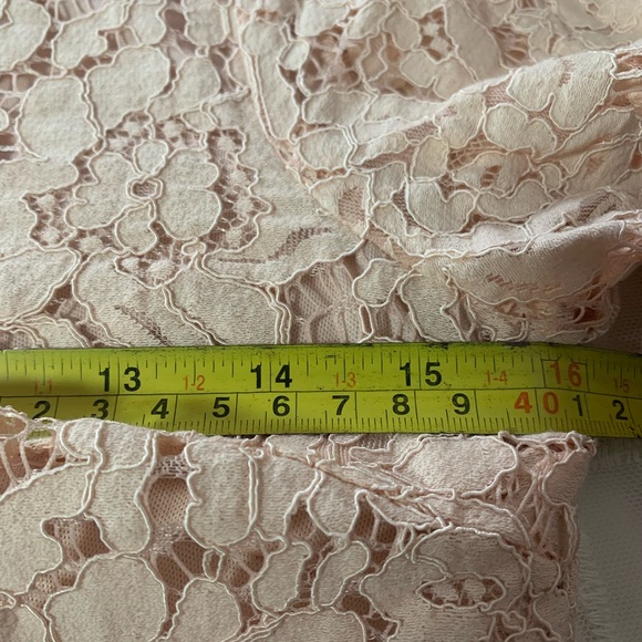 Maniju Blush Lace Midi Dress Size S Sheer Net Panel Formal Gown Back Zipper - Picture 12 of 14